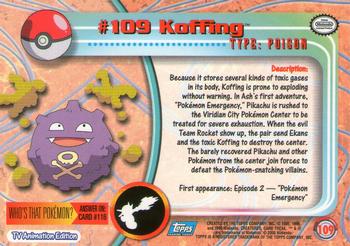 2000 Topps Pokemon TV Animation Edition Series 2 - Foil #109 Koffing Back