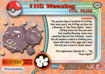 2000 Topps Pokemon TV Animation Edition Series 2 - Foil #110 Weezing Back