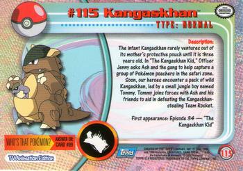 2000 Topps Pokemon TV Animation Edition Series 2 - Foil #115 Kangaskhan Back