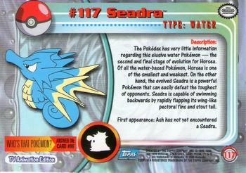 2000 Topps Pokemon TV Animation Edition Series 2 - Foil #117 Seadra Back
