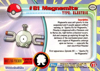 2000 Topps Pokemon TV Animation Edition Series 2 - Foil #81 Magnemite Back