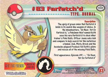 2000 Topps Pokemon TV Animation Edition Series 2 - Foil #83 Farfetch'd Back