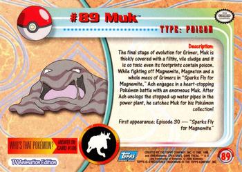 2000 Topps Pokemon TV Animation Edition Series 2 - Foil #89 Muk Back