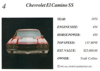 1992 All Sports Marketing Exotic Dreams #4 1970 Chevrolet El Camino SS Back