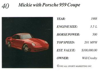 1992 All Sports Marketing Exotic Dreams #40 Mickie with Porsche 959 Coupe Back