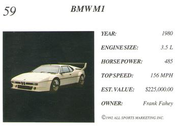 1992 All Sports Marketing Exotic Dreams #59 1980 BMW M1 Back