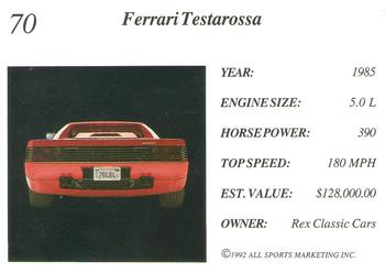 1992 All Sports Marketing Exotic Dreams #70 1985 Ferrari Testarossa Back