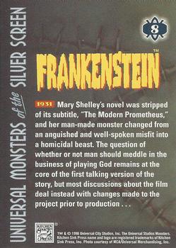 1996 Kitchen Sink Press Universal Monsters of the Silver Screen #8 Frankenstein                                      1931 Back