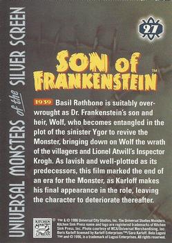 1996 Kitchen Sink Press Universal Monsters of the Silver Screen #27 Son of Frankenstein                               1939 Back
