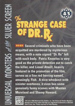 1996 Kitchen Sink Press Universal Monsters of the Silver Screen #43 The Strange Case of Dr. Rx                        1942 Back