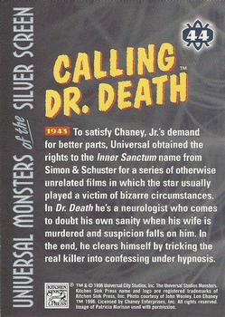 1996 Kitchen Sink Press Universal Monsters of the Silver Screen #44 Calling Dr. Death                                 1943 Back