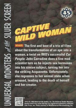 1996 Kitchen Sink Press Universal Monsters of the Silver Screen #45 Captive Wild Woman                                1943 Back