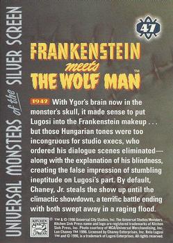 1996 Kitchen Sink Press Universal Monsters of the Silver Screen #47 Frankenstein Meets the Wolf Man                   1942 Back