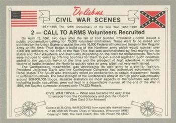 1986 De-lish-us Civil War Scenes 125th Anniversary #2 Call To Arms Back