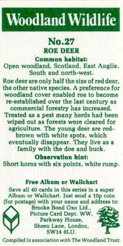1980 Brooke Bond Woodland Wildlife #27 Roe Deer Back