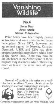 1988 Brooke Bond Vanishing Wildlife #6 Polar Bear Back