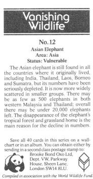 1988 Brooke Bond Vanishing Wildlife #12 Asian Elephant Back