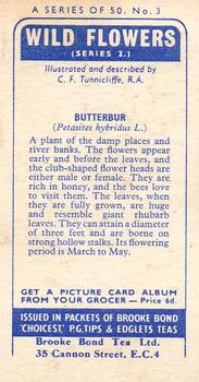1959 Brooke Bond Wild Flowers Series 2 #3 Butterbur Back