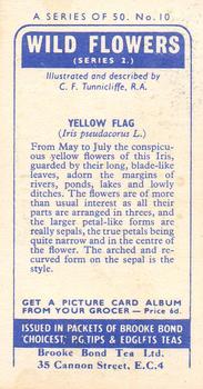 1959 Brooke Bond Wild Flowers Series 2 #10 Yellow Flag Back