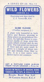 1959 Brooke Bond Wild Flowers Series 2 #13 Globe Flower Back