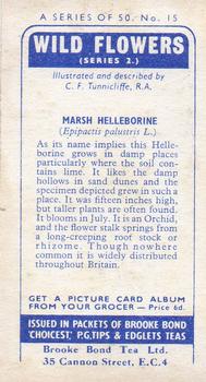 1959 Brooke Bond Wild Flowers Series 2 #15 Marsh Helleborine Back