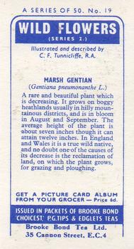 1959 Brooke Bond Wild Flowers Series 2 #19 Marsh Gentian Back