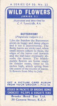 1959 Brooke Bond Wild Flowers Series 2 #22 Butterwort Back