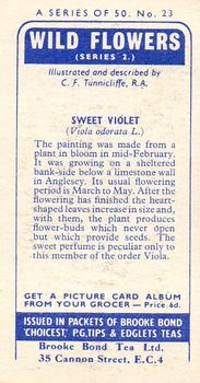 1959 Brooke Bond Wild Flowers Series 2 #23 Sweet Violet Back
