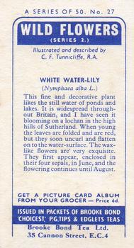 1959 Brooke Bond Wild Flowers Series 2 #27 White Water-Lily Back