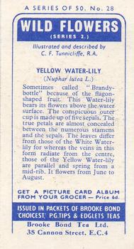1959 Brooke Bond Wild Flowers Series 2 #28 Yellow Water-Lily Back