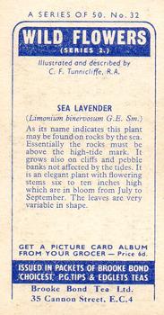 1959 Brooke Bond Wild Flowers Series 2 #32 Sea Lavender Back