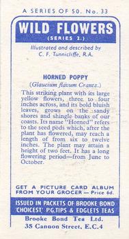 1959 Brooke Bond Wild Flowers Series 2 #33 Horned Poppy Back