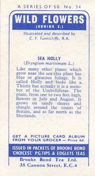 1959 Brooke Bond Wild Flowers Series 2 #34 Sea Holly Back