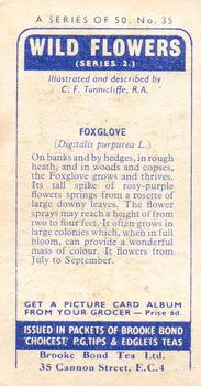 1959 Brooke Bond Wild Flowers Series 2 #35 Foxglove Back