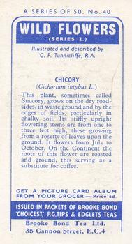 1959 Brooke Bond Wild Flowers Series 2 #40 Chicory Back
