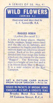1959 Brooke Bond Wild Flowers Series 2 #41 Ragged Robin Back