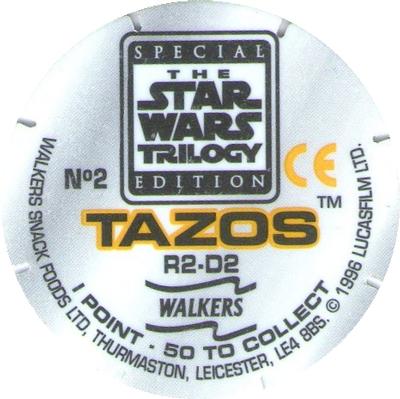 1996 Walkers Star Wars Trilogy Special Edition Tazo's #2 R2-D2 Back