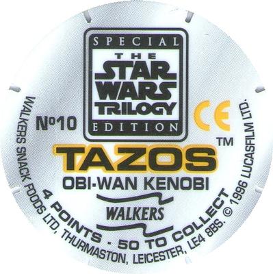 1996 Walkers Star Wars Trilogy Special Edition Tazo's #10 Obi-Wan Kenobi Back