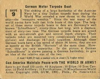 1939 Gum Inc. World In Arms (R173) #Ships 9 German Motor Torpedo Boat Back