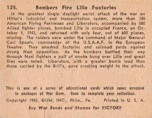 1942 War Gum (R164) #125 Bombers Fire Lille Factories Back