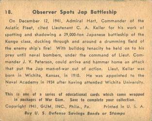 1942 War Gum (R164) #18 Observer spots Jap Battleship Back