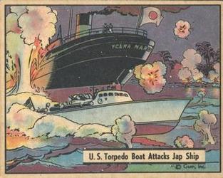 1942 War Gum (R164) #34 US Torpedo Boat Attacks Jap Ship Front