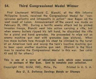 1942 War Gum (R164) #54 Third Congressional Medal Winner Back