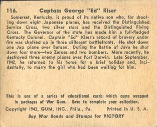 1942 War Gum (R164) #116 Captain George 