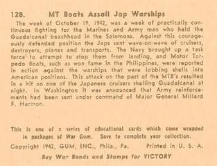 1942 War Gum (R164) #128 MT Boats Assail Jap Warships Back
