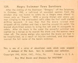 1942 War Gum (R164) #129 Negro Swimmer Tows Survivors Back