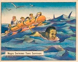 1942 War Gum (R164) #129 Negro Swimmer Tows Survivors Front