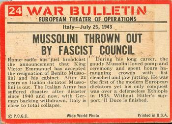 1965 Philadelphia Gum War Bulletin #24 Il Duce Back