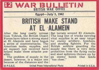 1965 Philadelphia Gum War Bulletin #12 Desert Danger Back