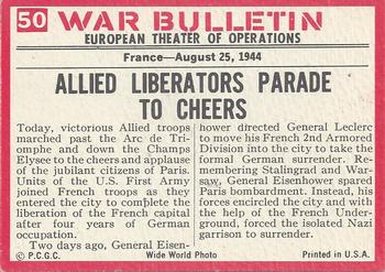 1965 Philadelphia Gum War Bulletin #50 Paris Freed Back